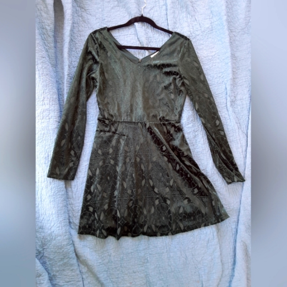 One Clothing Dark Green Velour Dress